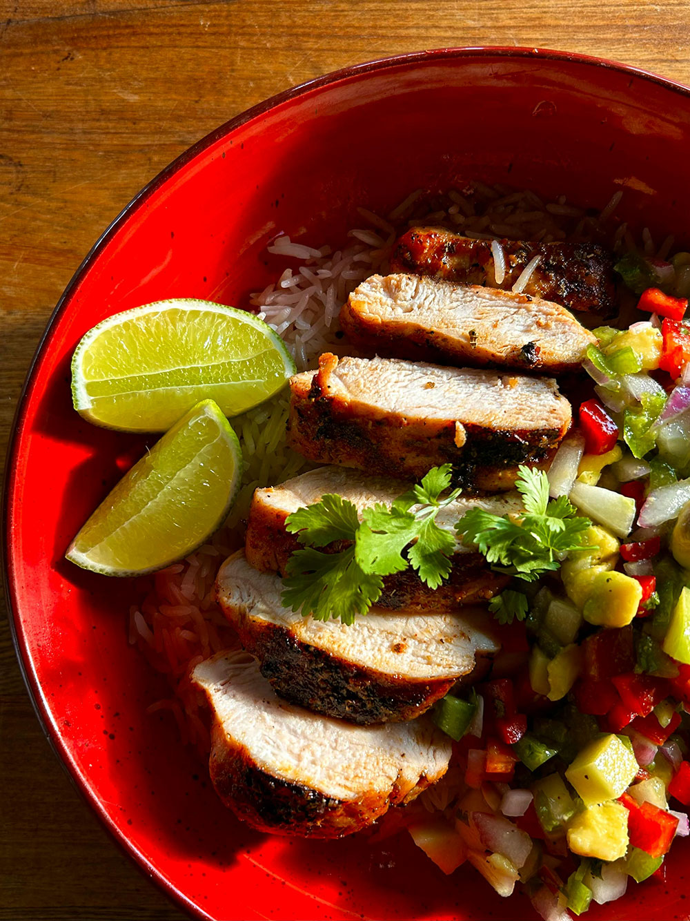 latin cultural foods - chicken, rice, and vegetable