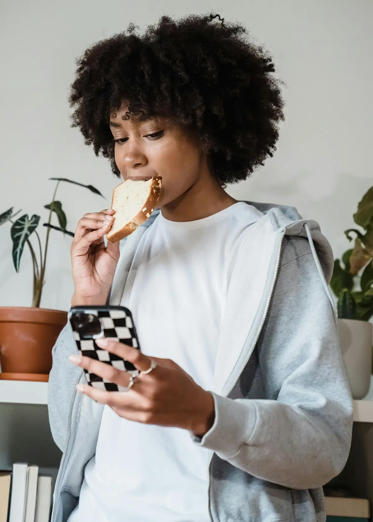 woman eating bread for article on diet culture and diabetes