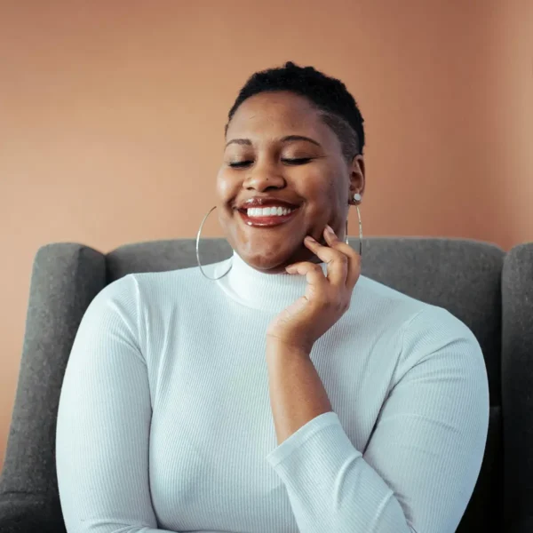 portrait of woman smiling for article on diet culture