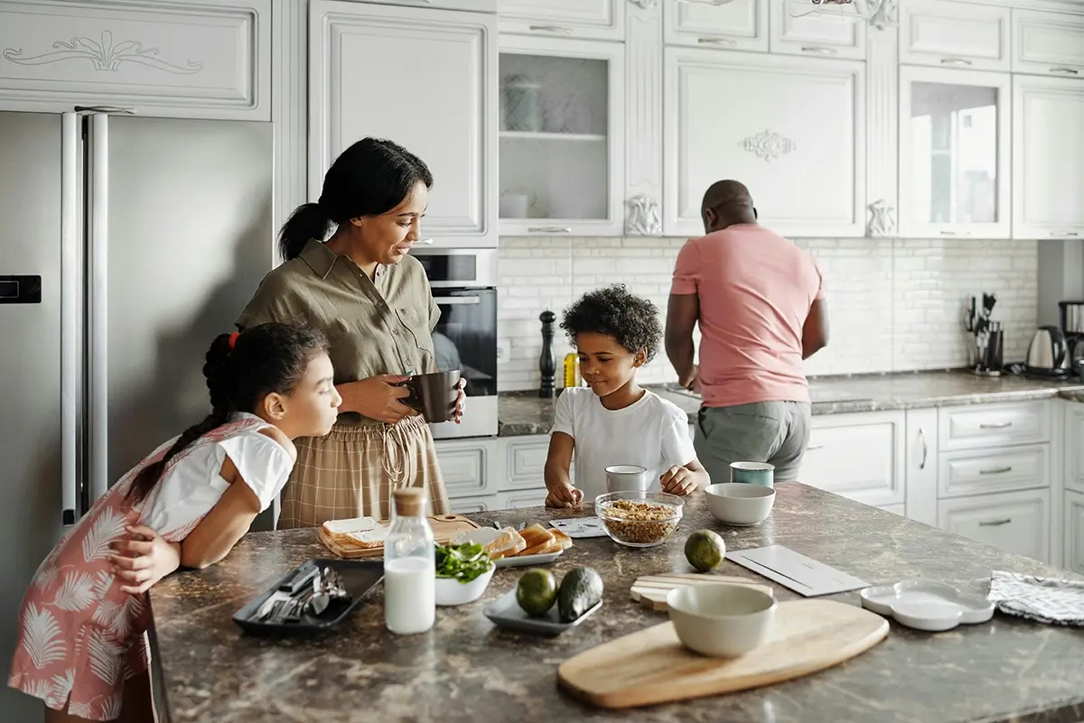 family preparing nutritious meals 