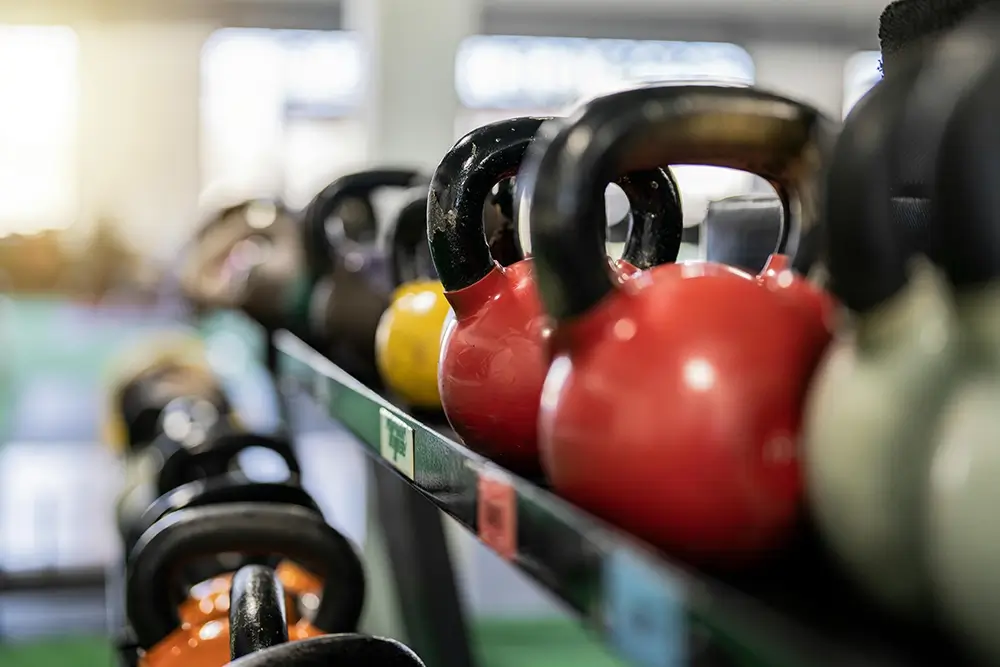 kettlebells at gym