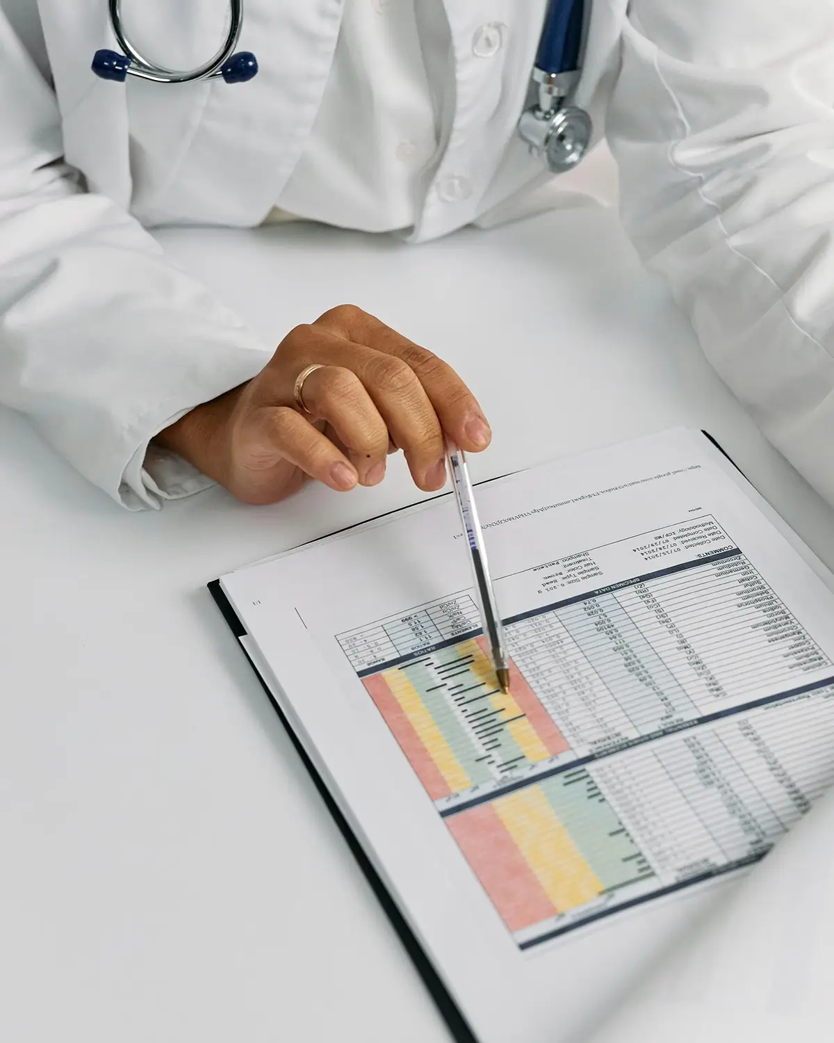 Doctor helping patient understand diabetes lab test results