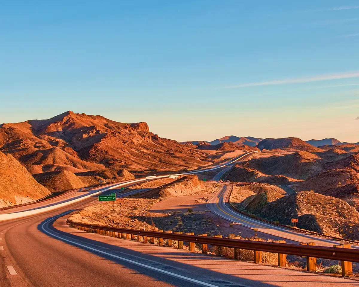 scenic golden hour view of road in nevada for page on finding a dietitian in NV.